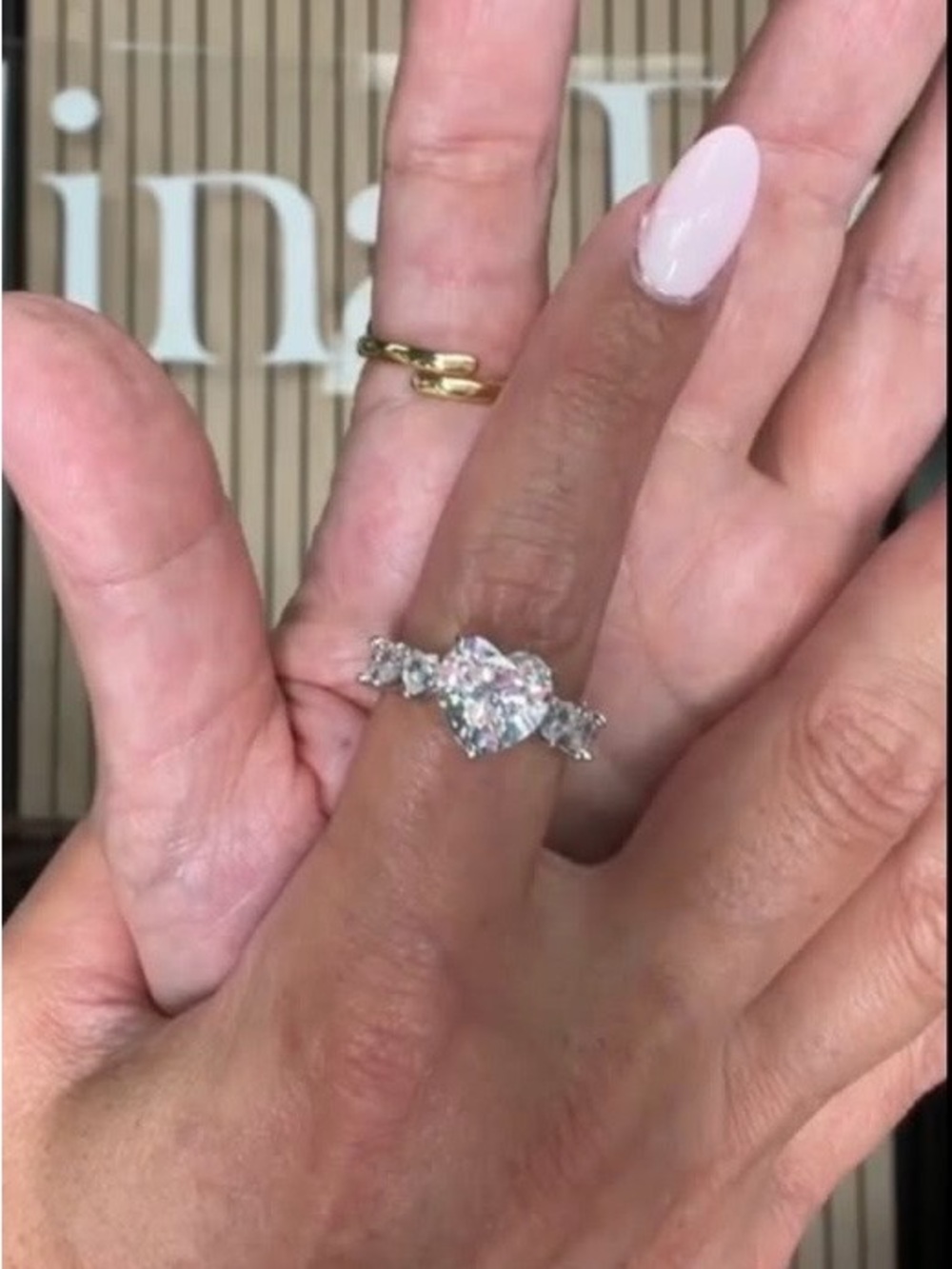 Elegant Heart-Cut Cubic Zirconia Ring in gold tone